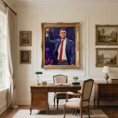 Never Back Down – Charlie Kirk, Hand-Painted Oil Painting Artwork, Modern Patriots Collection