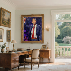 Never Back Down – Charlie Kirk, Hand-Painted Oil Painting Artwork, Modern Patriots Collection