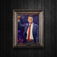 Never Back Down – Charlie Kirk, Hand-Painted Oil Painting Artwork, Modern Patriots Collection